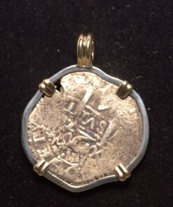 Unknown shipwreck dated 1741, 2 reales mounted, 2021303 - Image 2